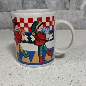 Sakura Vintage Festive Santa & Elves Collection Christmas Mug 1990’s